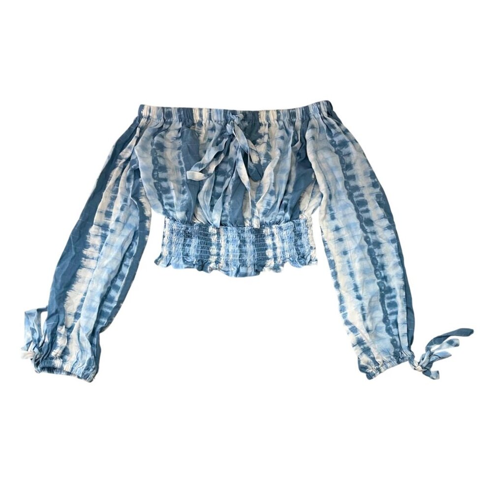 Miss Selfie Tie-Dye Off Shoulder Crop Top